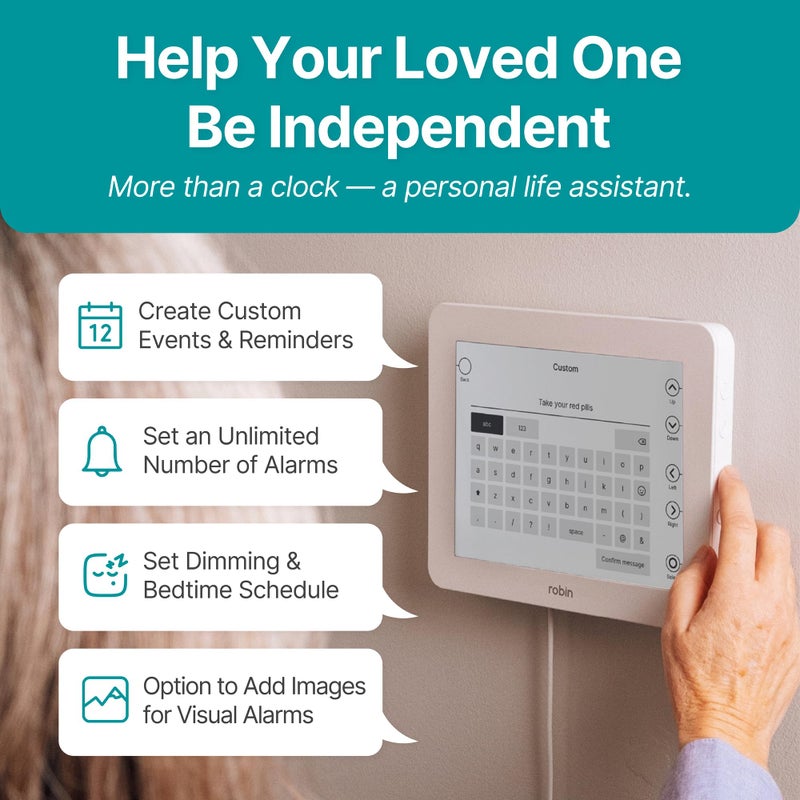 Robin Clock 2025 with Day and Date for Elderly, Clocks for Seniors, Dementia Clock, Digital Calendar Elderly, Bedside Clocks Seniors, Alzheimers Products, Dementia Clocks Extra Large, White - Image 4